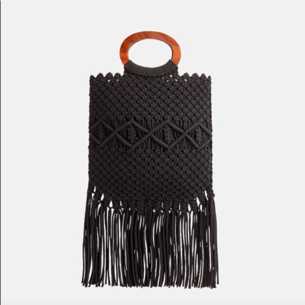 Danielle Nicole Black Macram Handbag Crossbody - image 1